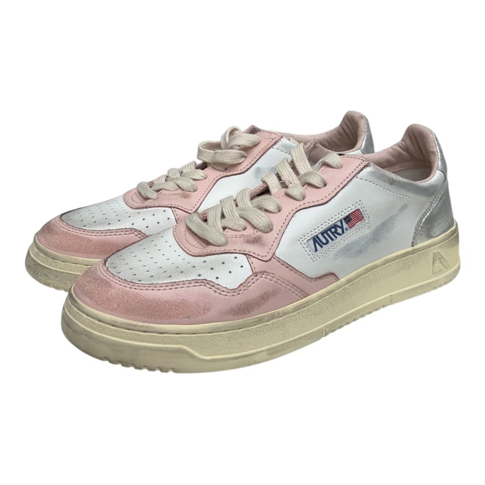 Autry Medalist Super Vintage Leather Sneakers Size 42 Pink NWOB